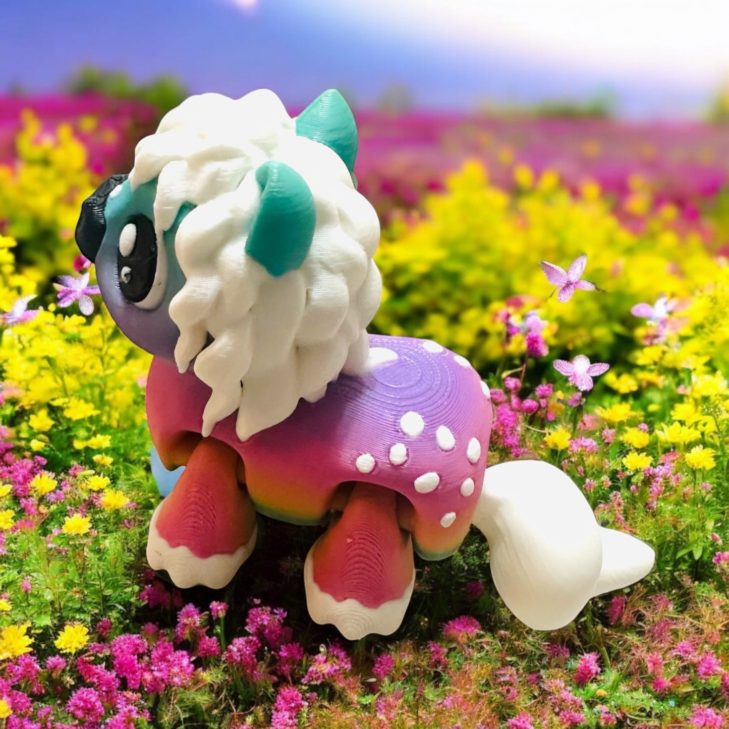 Rainbow spotted pony articulated 3d print