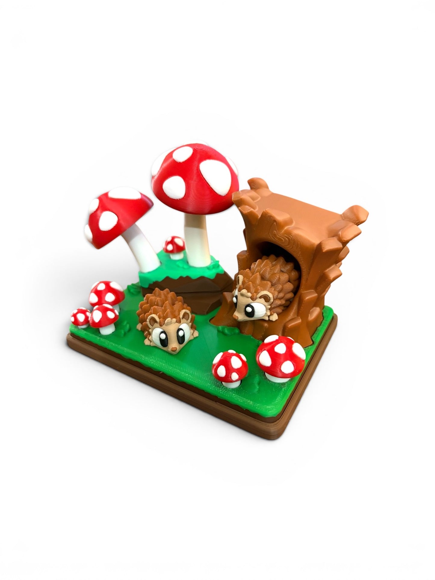 3D Printed Hedgehog Mushroom Forest Playset-Articulated Fidget Toy & Woodland Decor