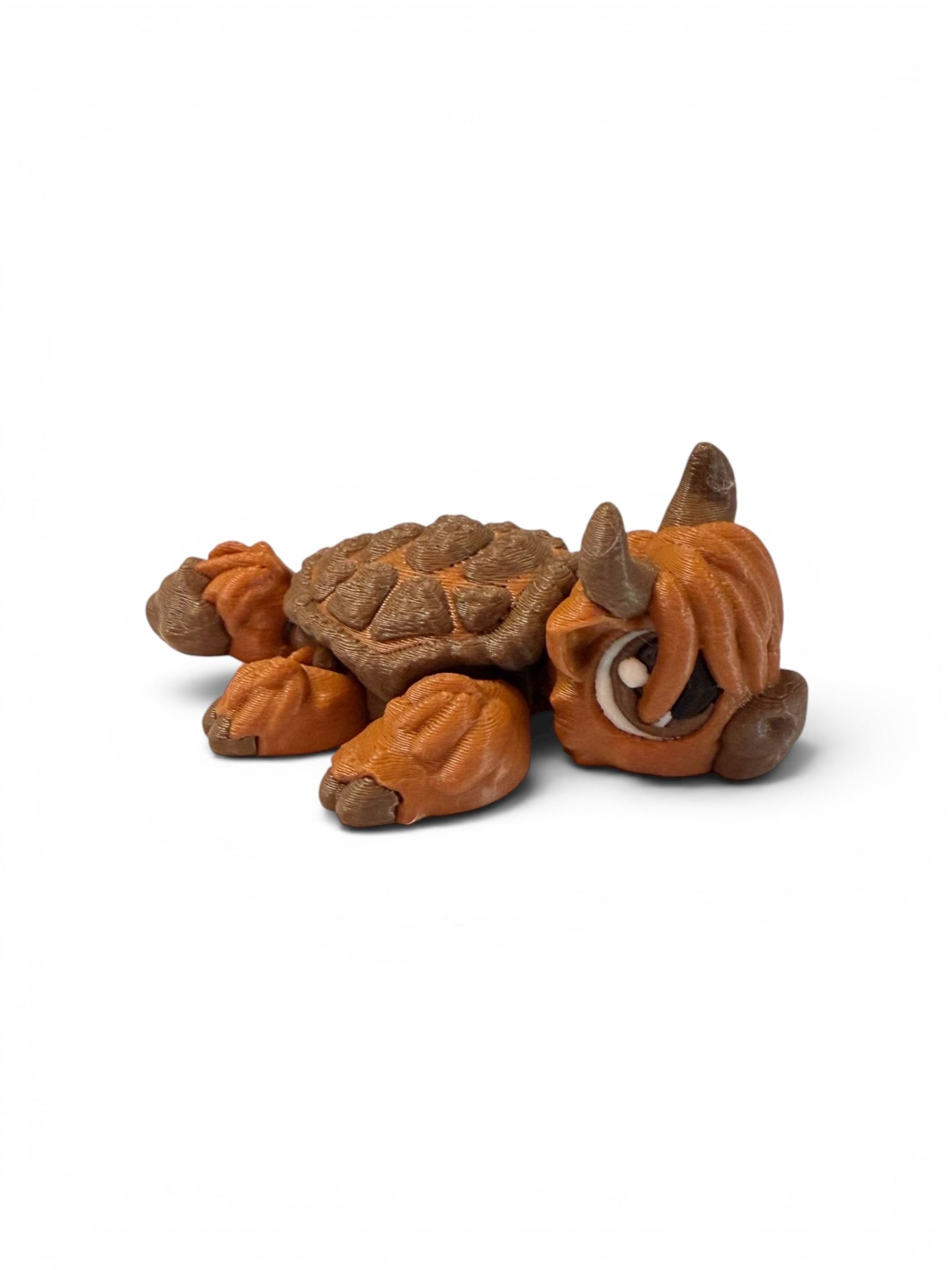 Articulated Highland Cow Turtle Fidget Toy - 3D printed Desk pet