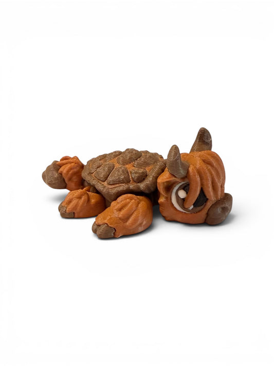 Articulated Highland Cow Turtle Fidget Toy - 3D printed Desk pet