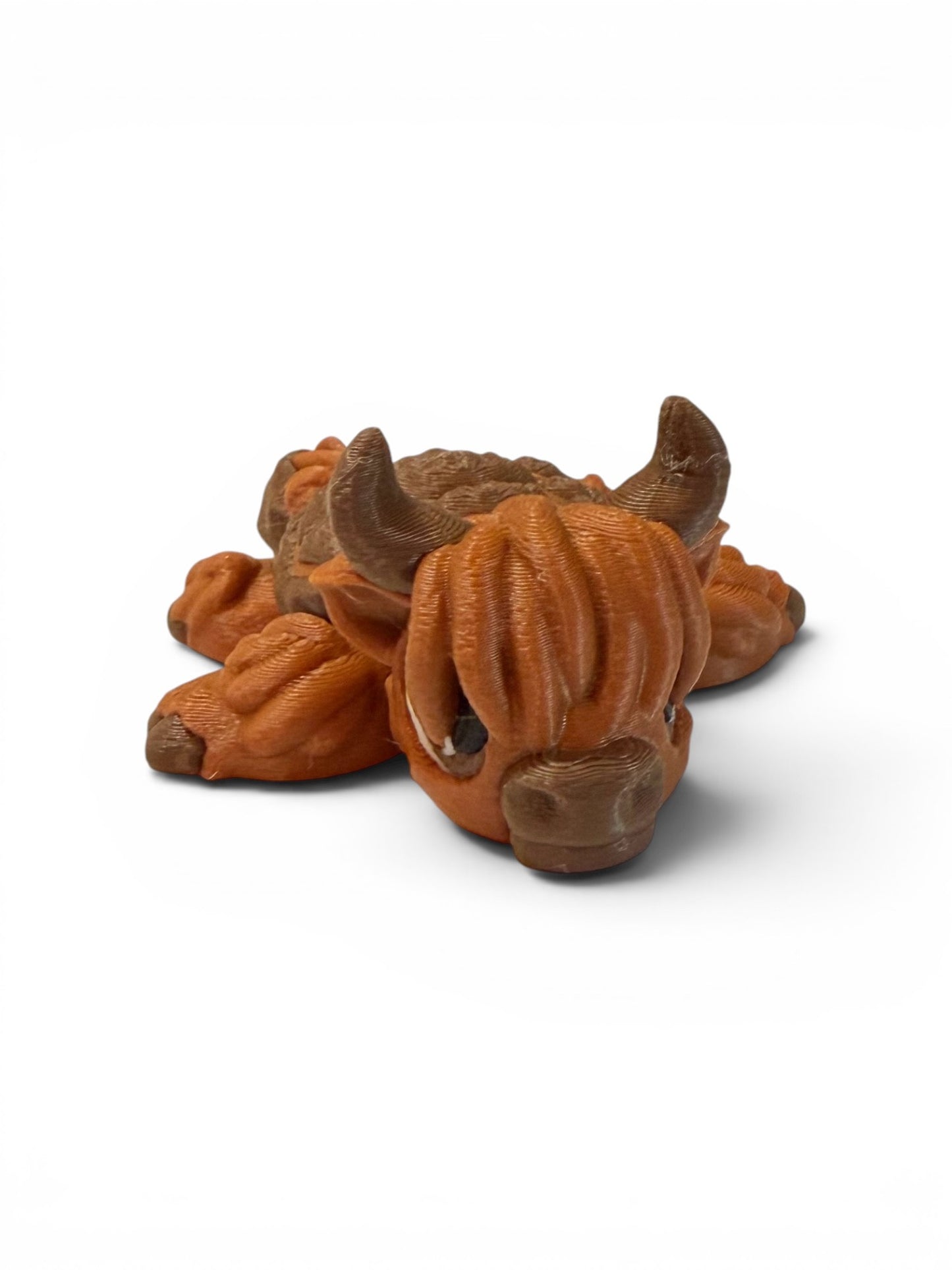 Articulated Highland Cow Turtle Fidget Toy - 3D printed Desk pet