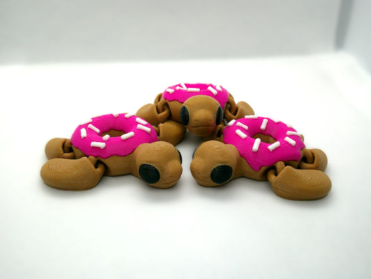 Pink donut turtle -3d printed figurine