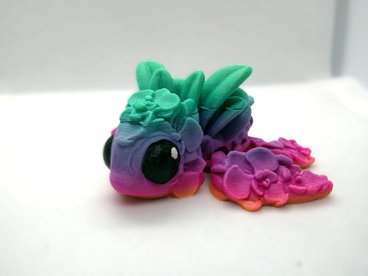 Orchid rainbow turtle- 3d printed figurine