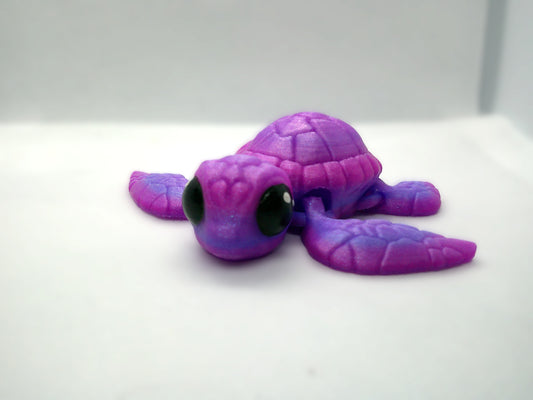 Purple sparkly turtle 3D- articulated figurine