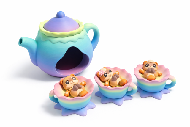 Otter Tea Party Figurine Set 🦦☕🌈