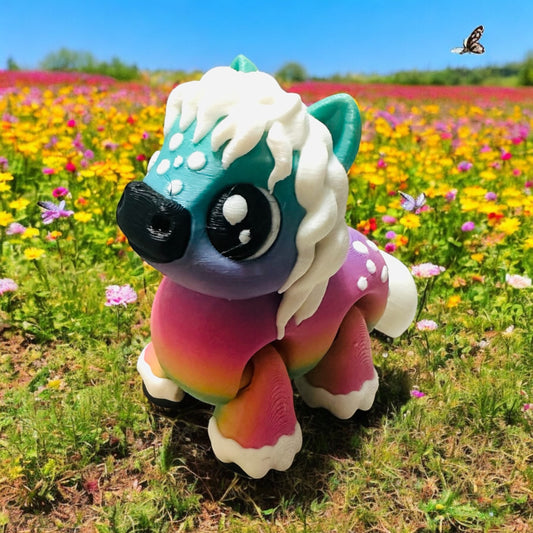 Rainbow spotted pony articulated 3d print