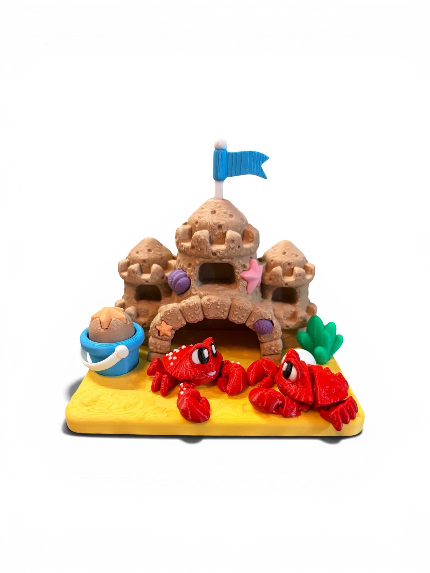 3D Printed Crab Castle Diorama- Articulated Beach Play set